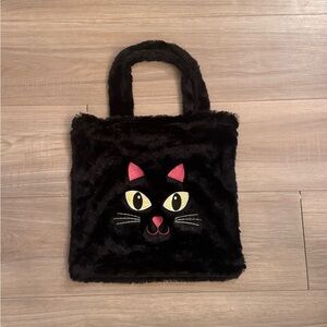New Black Furry Cat Halloween Trick Or Treat Bag